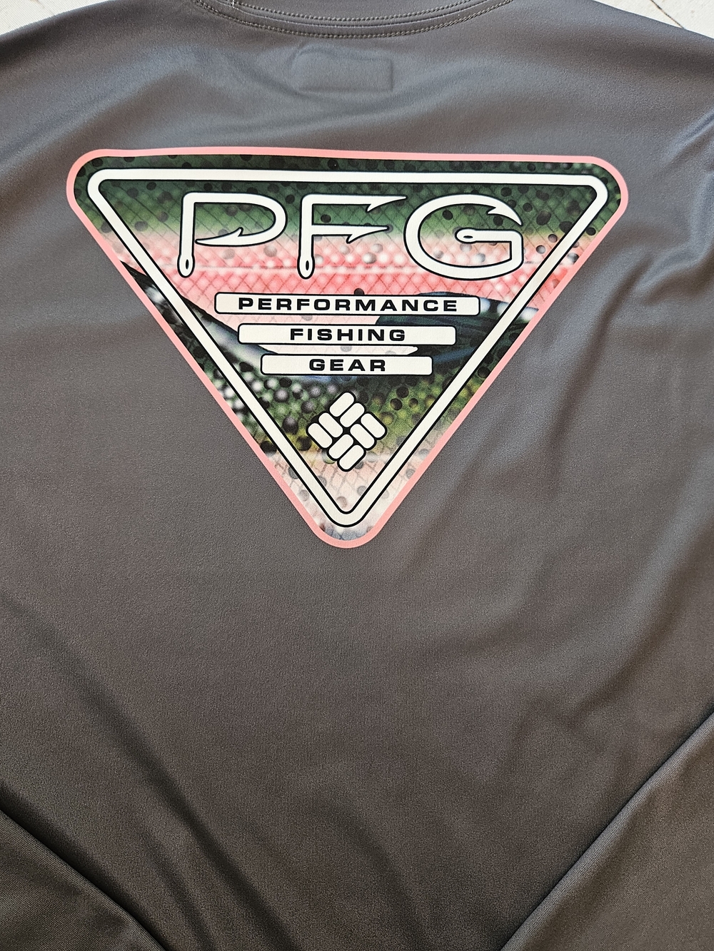Columbia PFG Grey Trout Triangle Graphic Sun Shirt S - Picture 4 of 8